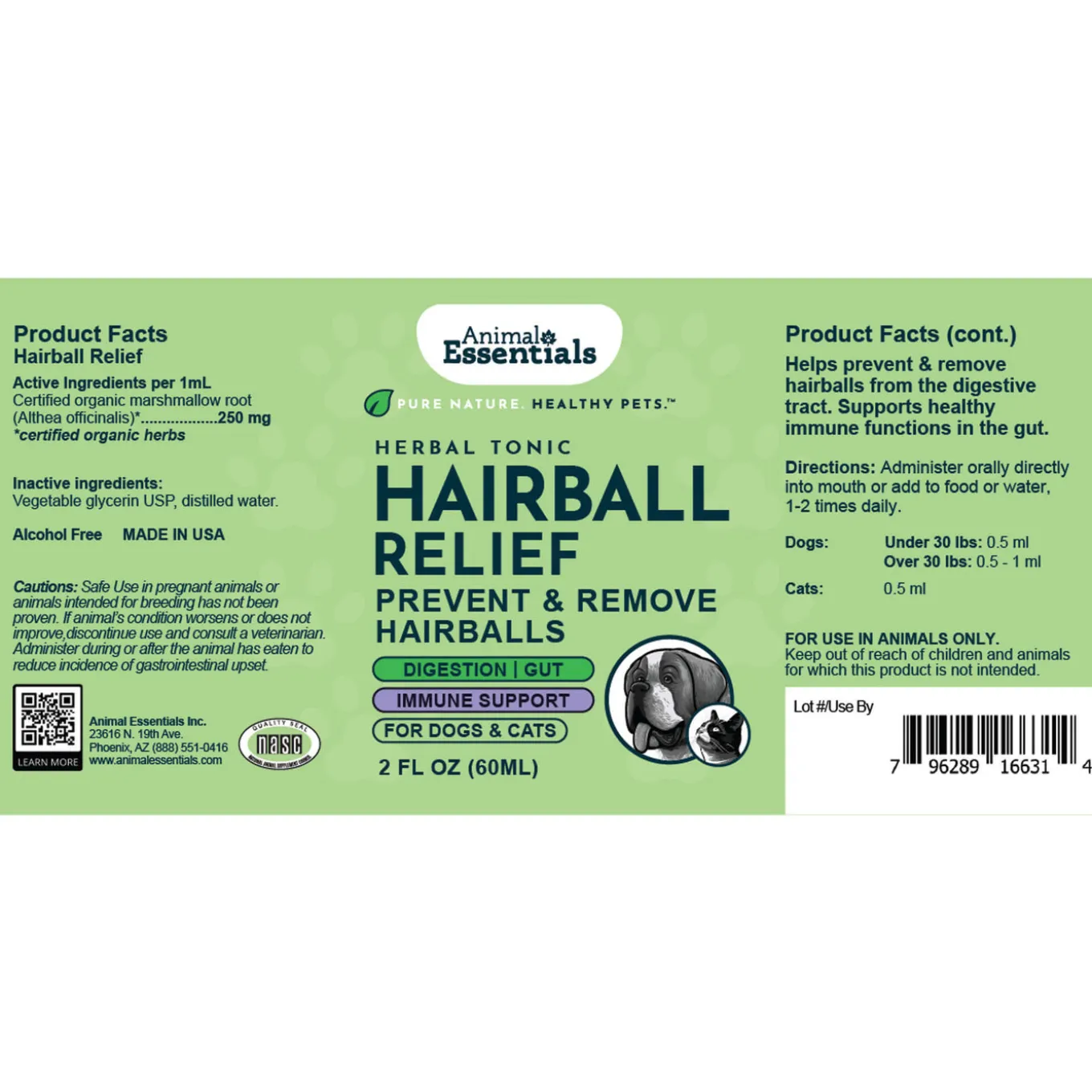 Animal Essentials Hairball Relief for Dogs & Cats