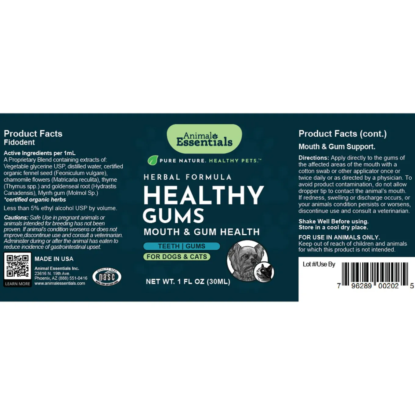 Animal Essentials Healthy Gums & Mouth Support Liquid for Dogs & Cats