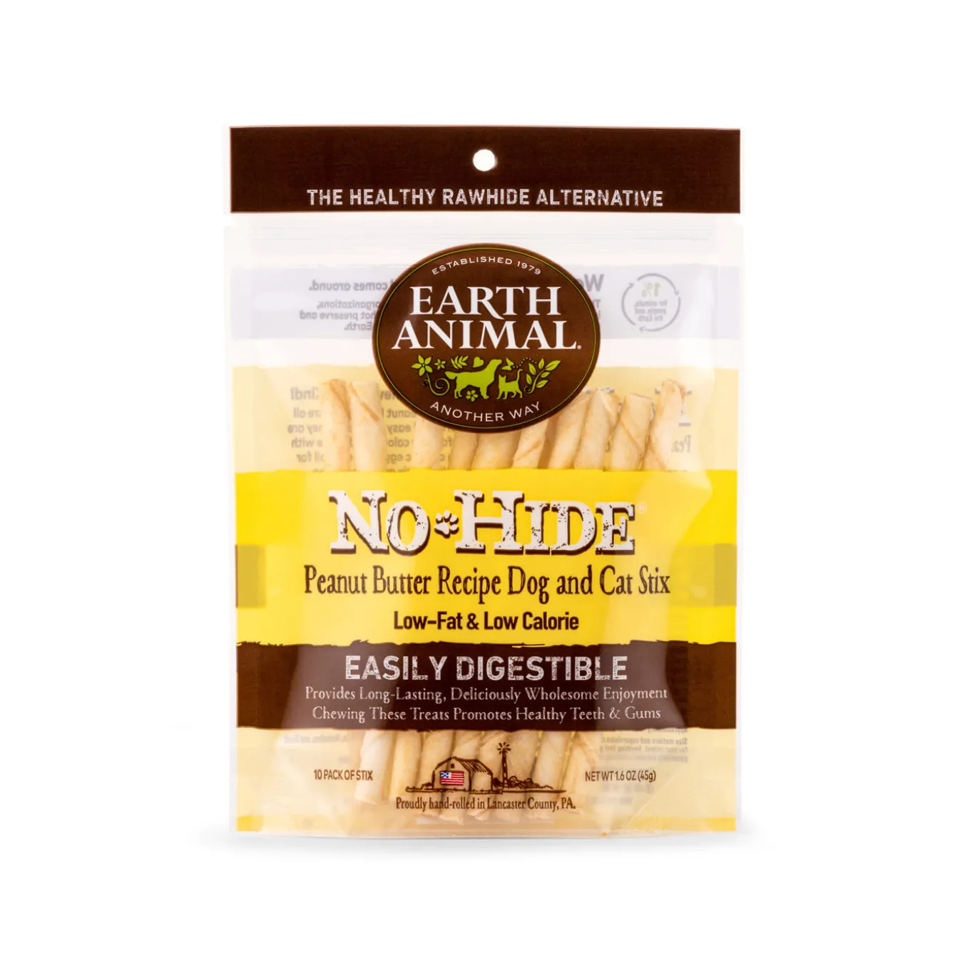 Earth Animal No-Hide Easily Digestible Rawhide Alternative Dog & Cat Stix Chews