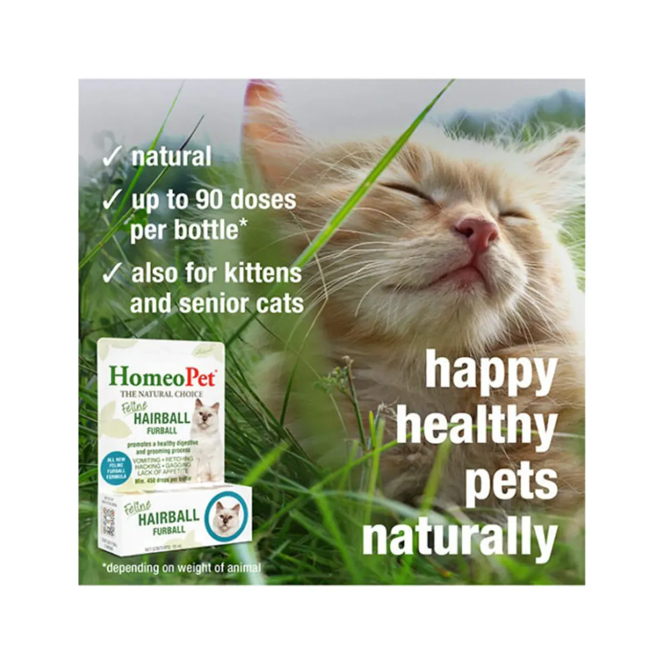 HomeoPet Feline Homeopathic Furball Relief Drops for Cats